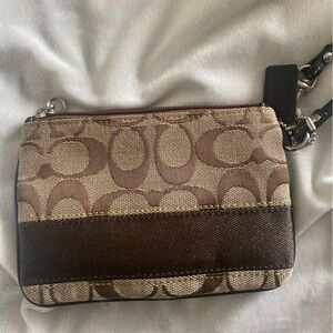 Coach Brown and Tan Wristlet